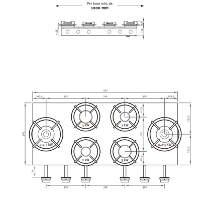 Pitt Cooking Foessa frontal de seis fuegos integrados en la placa black edition