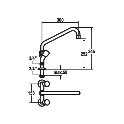 Kwc Gastro k.24.42.41.000C74 grifo bimando cromado