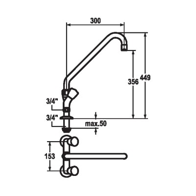 Kwc Gastro k.24.42.42.000C74 chrome two-handle tap