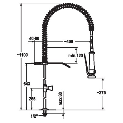 Kwc Gastro k.24.40.60.000C34 chrome column tap