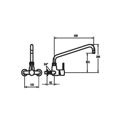 Kwc Gastro 24.502.196.000 chrome wall-mounted mixer tap