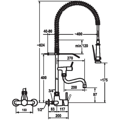 Kwc Gastro 24.502.164.000 mixer tap with chrome shower