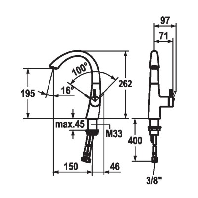 Kwc Zoe 12.208.131.000fl grifo mezclador para lavabo de baño cromado