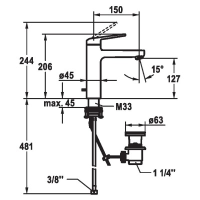 Kwc Domo 6.0 12.668.032.000fl chrome bathroom sink mixer tap