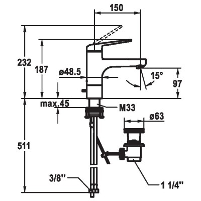 Kwc Domo 6.0 12.665.011.000fl chrome bathroom sink mixer tap