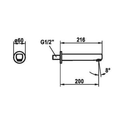 Kwc 26.008.023.000 Tap spout for bathtub design Cormo bathroom