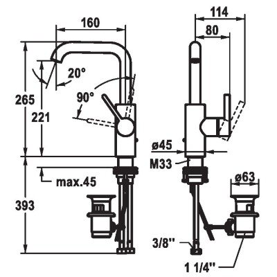 Kwc Bevo 12.421.132.000fl mitigeur de lavabo chromé