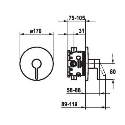 Kwc Bevo 21.424.500.000 Chrom-Duschmischbatterie