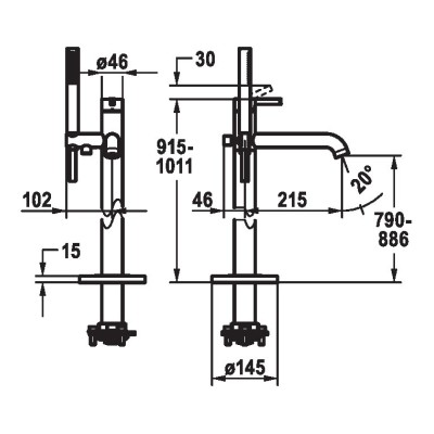 Kwc Bevo 20.421.093.000 chrome floor-standing bathtub mixer tap