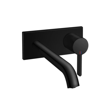 Kwc Bevo 11.422.034.176 Grifo monomando para lavabo de pared empotrado para baño negro