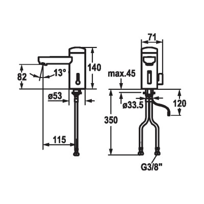 Kwc Iqua 12.696.061.00 automatic mixer tap with bathroom sink battery