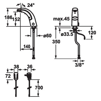Kwc Iqua k.12.jb.52m000n23 grifo mezclador automático para lavabo de baño