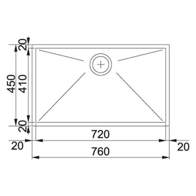 Franke Planar ppx 110-72 tl évier 1 bac 72 cm acier inoxydable satiné