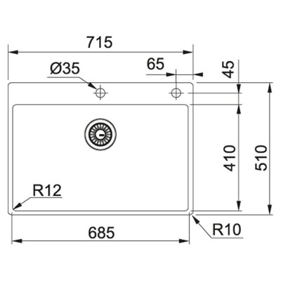 Franke Box bxx 210-68 tl Einzelbeckenspüle 72 cm aus satiniertem Edelstahl
