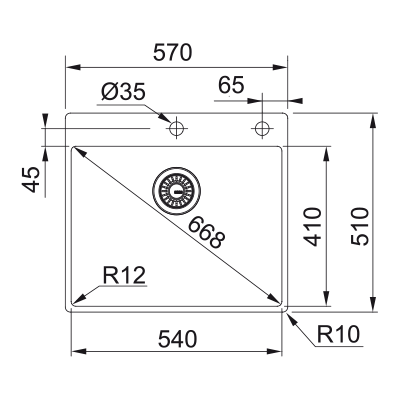 Franke Box bxx 210-54 tl fregadero 1 seno 57 cm acero inoxidable satinado