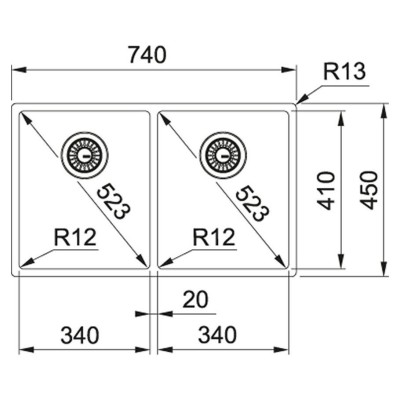 Franke Box bxx 220 34-34/120 34-34 Fregadero de 2 senos 74 cm acero inoxidable satinado