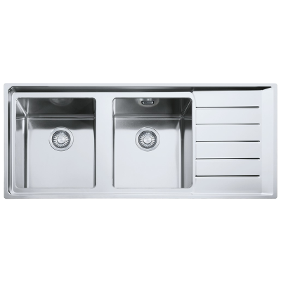 Franke Neptune Plus npx 621 évier double cuve + égouttoir droit 116 cm acier inoxydable satiné