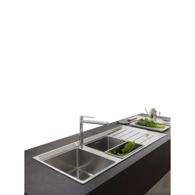 Franke Neptune Plus npx 621 évier double cuve + égouttoir droit 116 cm acier inoxydable satiné