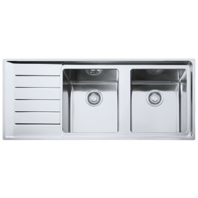 Franke Neptune Plus npx 621 double bowl sink + left drainer 116 cm satin stainless steel