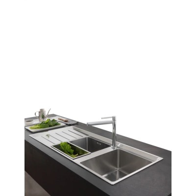 Franke Neptune Plus npx 621 lavello doppia vasca + gocciolatoio sinistra 116 cm inox satinato