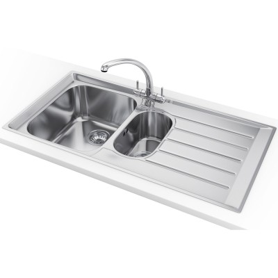 Franke Neptune nex 251 évier double cuve + égouttoir droit 100 cm inox