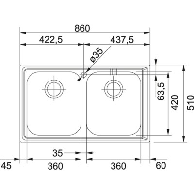 Franke Neptune nex 620 double bowl sink 86 cm satin stainless steel