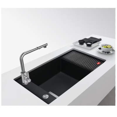 Franke Fresno fsg 211-86 fregadero 1 seno + escurridor 86 cm fragranite negro