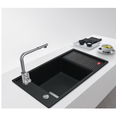 Franke Fresno fsg 611-88 évier 1 bac + égouttoir 87 cm noir fragranite