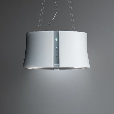Falmec zephiro e.ion system cappa isola 67 cm vetro bianco