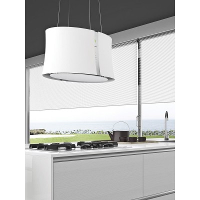 Falmec zephiro e.ion system cappa isola 67 cm vetro bianco