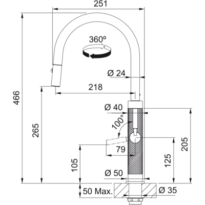 Mythos Masterpiece Mischbatterie + Handbrause aus satiniertem Edelstahl