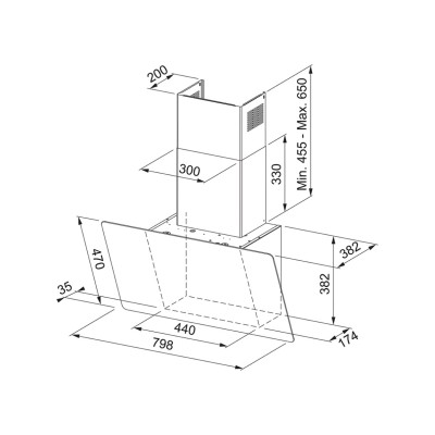 Franke Aq Sense fvas a80 bk campana de pared 80 cm cristal negro