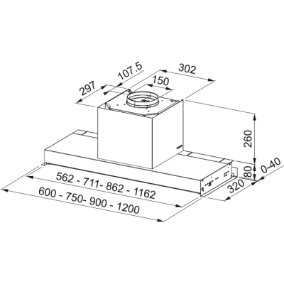 Franke Smart Style Drip-Free fsts drip-free 120 x cappa incasso sottopensile per induzione 120 cm