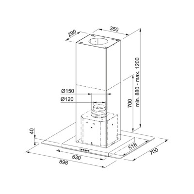 Franke fgl 925 i xs np island hood 90 cm inox steel + glass