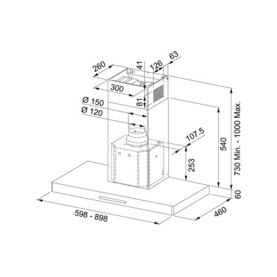 Franke Mythos fcr 925 tc bk/xs okap ścienny 90 cm ze stali nierdzewnej - czarne szkło