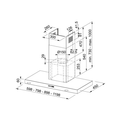 Franke Tale 1215 w xs hotte murale 120 cm acier inoxydable