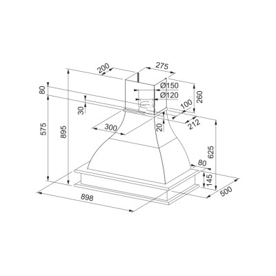 Franke country fcs 90 nf cappa classica a parete 90 cm bianco + legno tiglio