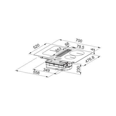 Franke fsm 709 hi Smart 2Gether induction hob with integrated hood 70 cm