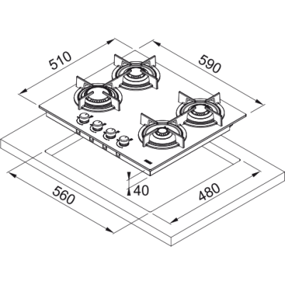 Franke fhcr 604 4g he xa c 60 cm stainless steel gas hob