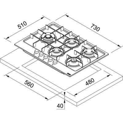 Franke Maris fhma 755 4g dcl oa c table de cuisson à gaz 75 cm avoine
