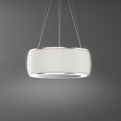 Okap wyspowy Falmec Soffio Circle.tech 58 cm, białe szkło