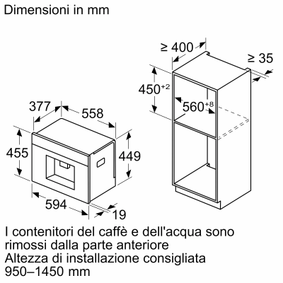 Neff cl9tx11y0 N90 automatische Einbau-Kaffeemaschine H 45 cm