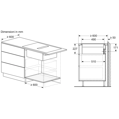 Neff v68pyx4c0 N90 Induktionskochfeld mit integrierter Dunstabzugshaube 80 cm bündig mit der Oberseite