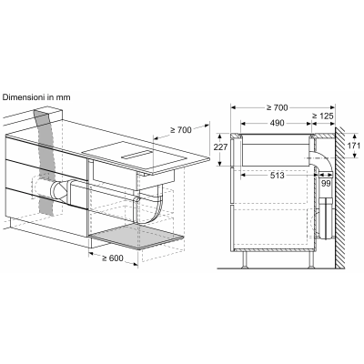 Neff v68pyx4c0 N90 Induktionskochfeld mit integrierter Dunstabzugshaube 80 cm bündig mit der Oberseite