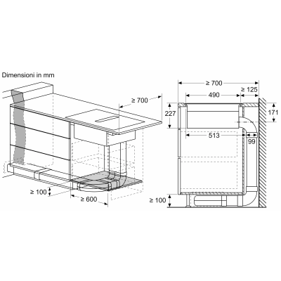 Neff v68pyx4c0 N90 Induktionskochfeld mit integrierter Dunstabzugshaube 80 cm bündig mit der Oberseite