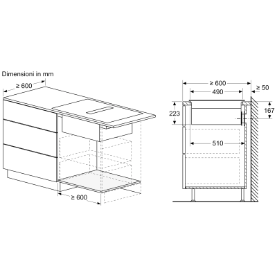 Neff v57thq4l0 Plaque à induction N70 avec hotte intégrée cadre 70 cm