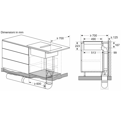 Neff v57thq4l0 Plaque à induction N70 avec hotte intégrée cadre 70 cm