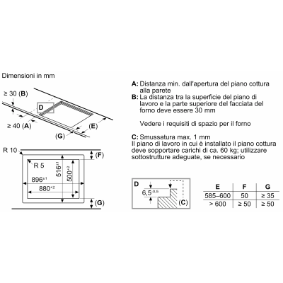 Neff t69ptx4l0 N90 Induktionskochfeld 90 cm flächenbündig, schwarze Glaskeramik