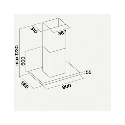 Falmec Lumina NRS Silence Inselhaube 90 cm schwarzes Glas clmi90,00