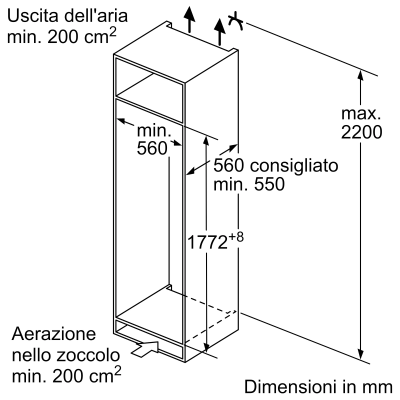 Neff ki2821se0 N30 frigorifero con congelatore monoporta da incasso h 177 cm